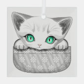 ポケットからよくはしゃぐかわいい猫 ガラスオーナメント (裏面)