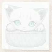 ポケットからよくはしゃぐかわいい猫 ガラスコースター (裏面)