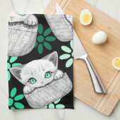 ポケットからよくはしゃぐかわいい猫 キッチンタオル (四つ折り)