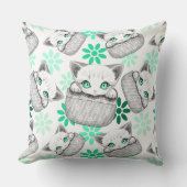 ポケットからよくはしゃぐかわいい猫 クッション (正面)