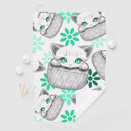 ポケットからよくはしゃぐかわいい猫 ゴルフタオル (インサイチュ)