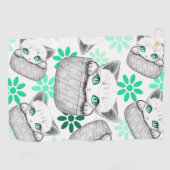 ポケットからよくはしゃぐかわいい猫 ゴルフタオル (横)