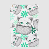 ポケットからよくはしゃぐかわいい猫 ゴルフタオル (正面)