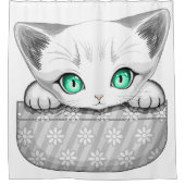 ポケットからよくはしゃぐかわいい猫 シャワーカーテン (正面)