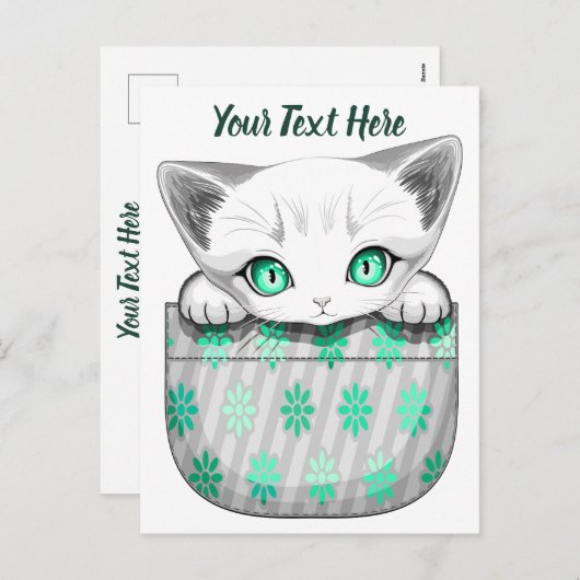 ポケットからよくはしゃぐかわいい猫 シーズンポストカード (正面/裏面)