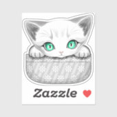 ポケットからよくはしゃぐかわいい猫 シール (シート)