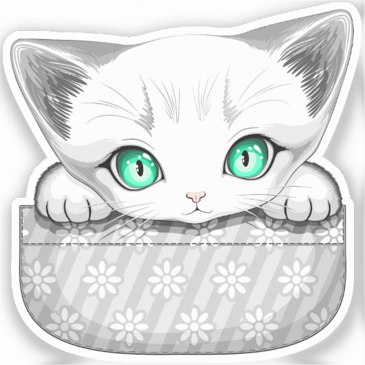 ポケットからよくはしゃぐかわいい猫 シール (正面)