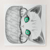 ポケットからよくはしゃぐかわいい猫 ジグソーパズル (横)