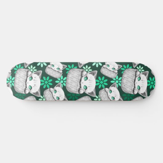 ポケットからよくはしゃぐかわいい猫 スケートボード (横)