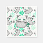 ポケットからよくはしゃぐかわいい猫 スタンダードカクテルナプキン (正面)