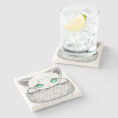 ポケットからよくはしゃぐかわいい猫 ストーンコースター (横)