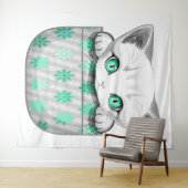 ポケットからよくはしゃぐかわいい猫 タペストリー (インサイチュ(横))