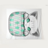 ポケットからよくはしゃぐかわいい猫 タペストリー (正面(横))