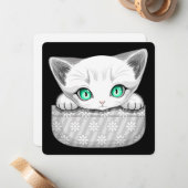ポケットからよくはしゃぐかわいい猫 ノートカード (正面/裏面インサイチュ)