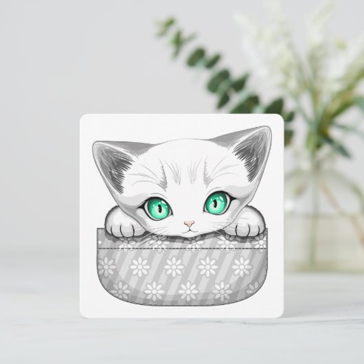 ポケットからよくはしゃぐかわいい猫 ノートカード (スタンド正面)