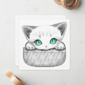 ポケットからよくはしゃぐかわいい猫 ノートカード (正面/裏面インサイチュ)