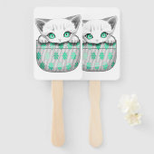 ポケットからよくはしゃぐかわいい猫 ハンドファン (正面&裏面)