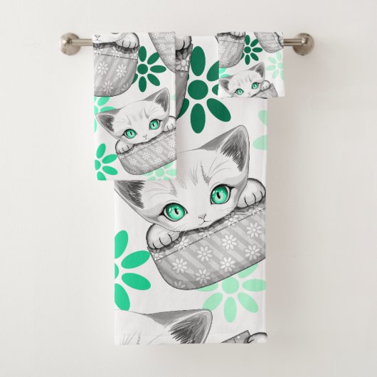 ポケットからよくはしゃぐかわいい猫 バスタオルセット (インサイチュ)