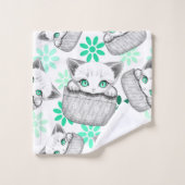 ポケットからよくはしゃぐかわいい猫 バスタオルセット (ウォッシュタオル)