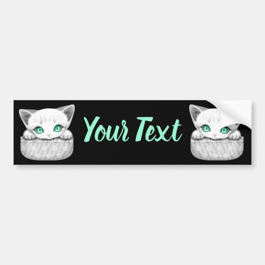 ポケットからよくはしゃぐかわいい猫 バンパーステッカー (正面)