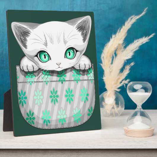 ポケットからよくはしゃぐかわいい猫 フォトプラーク (側面)