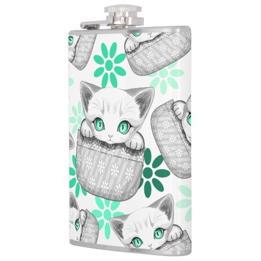 ポケットからよくはしゃぐかわいい猫 フラスク (左)