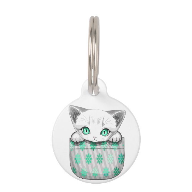 ポケットからよくはしゃぐかわいい猫 ペット　ネームタグ (正面)