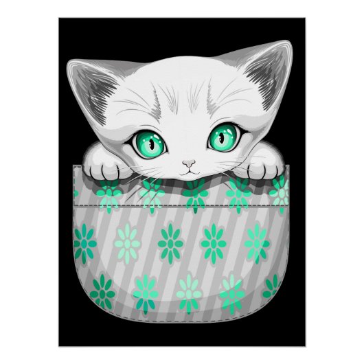 ポケットからよくはしゃぐかわいい猫 ポスター (正面)