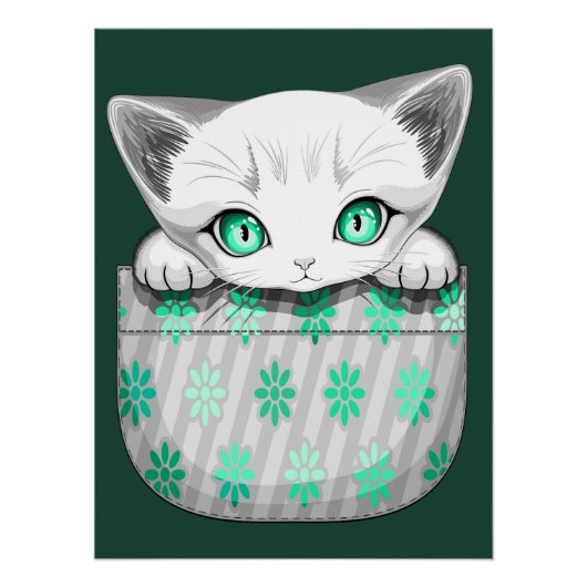 ポケットからよくはしゃぐかわいい猫 ポスター (正面)