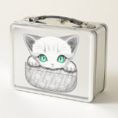 ポケットからよくはしゃぐかわいい猫 メタルランチボックス (裏面)