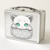 ポケットからよくはしゃぐかわいい猫 メタルランチボックス (正面)