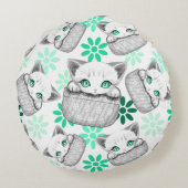 ポケットからよくはしゃぐかわいい猫 ラウンドクッション (裏面)