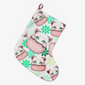 ポケットからよくはしゃぐかわいい猫 ラージクリスマスストッキング (正面 (吊り時))