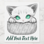 ポケットからよくはしゃぐかわいい猫 ワインラベル (シングルラベル)