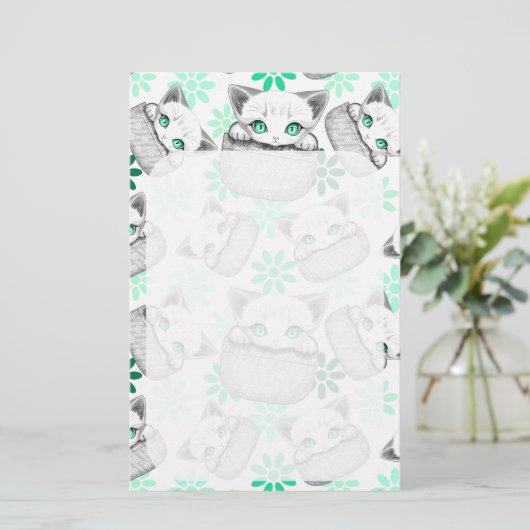 ポケットからよくはしゃぐかわいい猫 便箋 (スタンド正面)