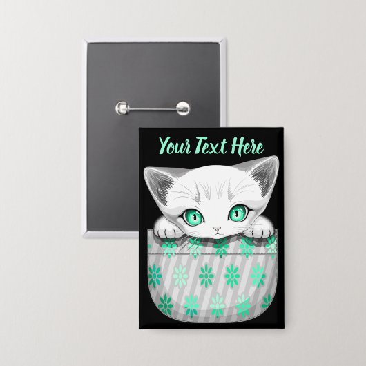 ポケットからよくはしゃぐかわいい猫 缶バッジ (正面/裏面)