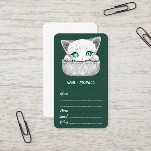 ポケットから顔を出すかわいい猫 名刺 (正面/裏面インサイチュ)
