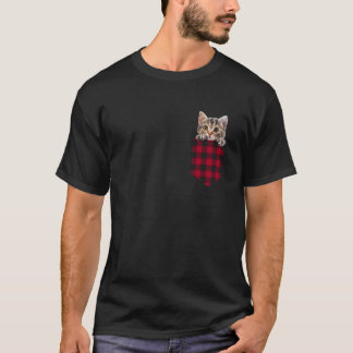 ポケットから顔を出すアメリカンリングテイルの子猫 可愛い猫好きさんへ Tシャツ