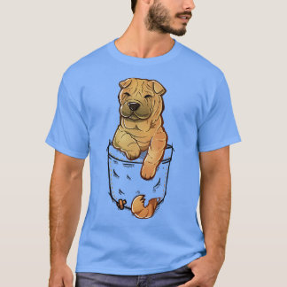 ポケットかわいいシャールペイ犬 Tシャツ
