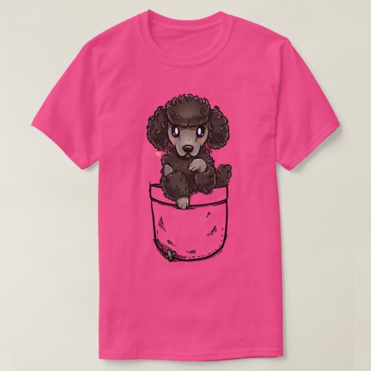 ポケットかわいいプードル子犬 Tシャツ (デザイン正面)