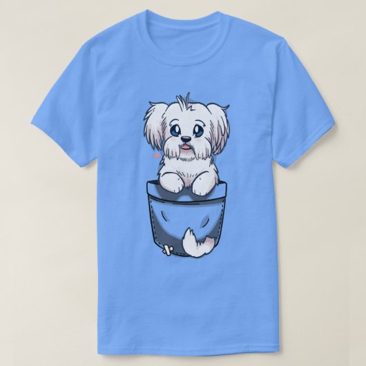 ポケットかわいいマルチーズ犬 Tシャツ (デザイン正面)