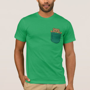 ポケットにいるかわいいテディベアのキャラクター Tシャツ