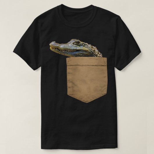 ポケットにゲーターラバーギフトワニが入っている Tシャツ (デザイン正面)