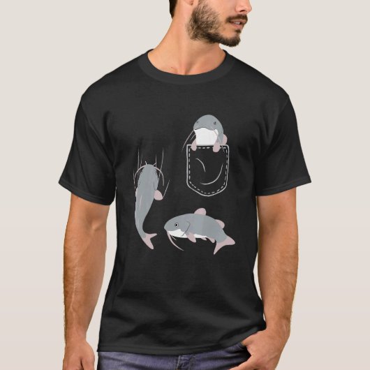 ポケットにナマズ Tシャツ (正面)