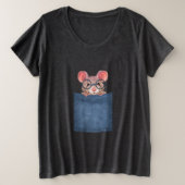 ポケットにマウスを入れる プラスサイズTシャツ (デザイン正面)