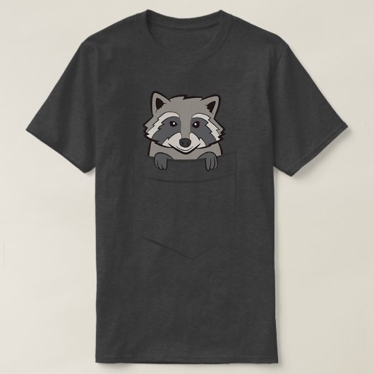 ポケットに入ったアライグマかわいいポケットアライグマ Tシャツ (デザイン正面)