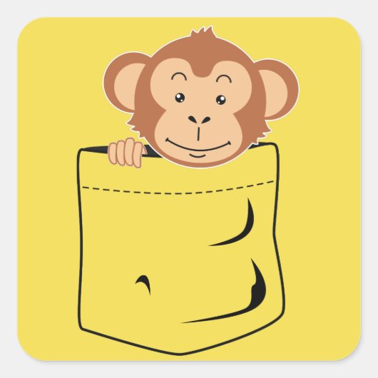 ポケットに入ったサル スクエアシール (正面)