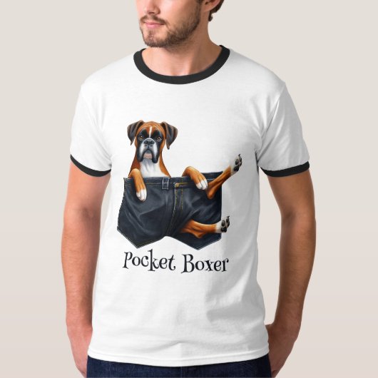 ポケットに入れたボクサー犬 Tシャツ (正面)
