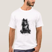 ポケットに入れた黒猫の動物 Tシャツ (正面)