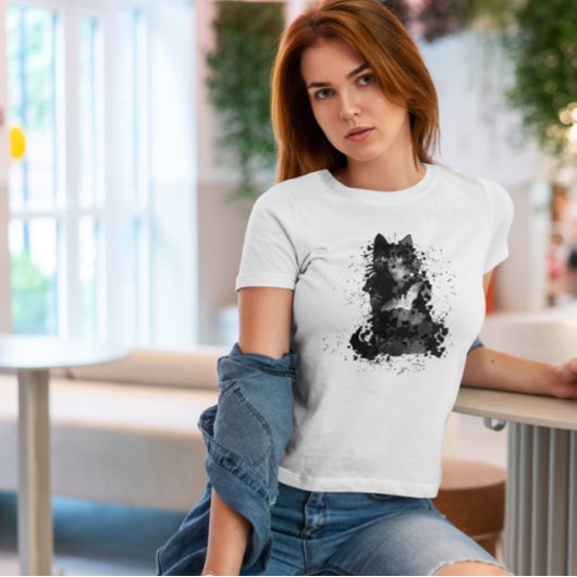 ポケットに入れた黒猫の動物 Tシャツ